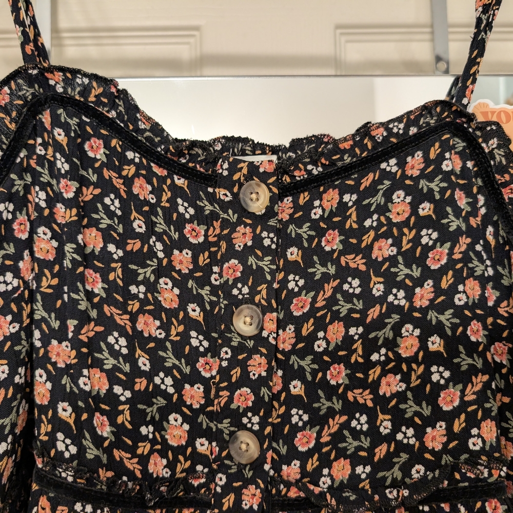 Dip Beautiful Black and Pink Floral Maxi Dress Size Medium - Picture 5 of 11